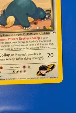 Rocket’s Snorlax 2000 Gym Heroes 33/132 Vintage Pokemon Non Smoking Original Own - Image 5