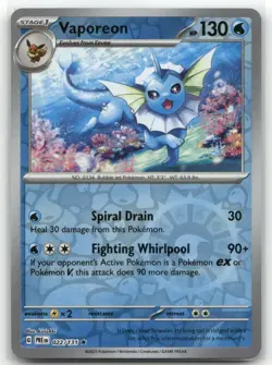 Vaporeon 022/131 Reverse Holo Prismatic Evolutions Pokemon TCG - Image 1