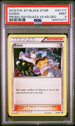 2016 Pokemon XY Black Star Promo Karen Promo-rayquaza Vs Keldeo Xy177 PSA 9 MINT - Image 1