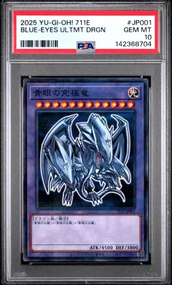 2025 YU-GI-OH! JPN 7-ELEVEN COLLAB PROMO #JP001 BLUE-EYES ULTIMATE DRAGON PSA 10 - Image 1
