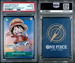 2023 ONE PIECE PROMO BANDAI CARD GAMES SET MONKEY D. LUFFY #037 PSA 10 ENGLISH - Image 2