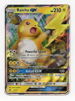 Raichu GX - Ultra Rare - Shining Legends - 29/73 - Pokemon Card - DAMAGED - Image 1