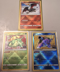 Pokemon TCG Pokemon GO Radiant Holo Card Lot Charizard Venusaur Blastoise - Image 1