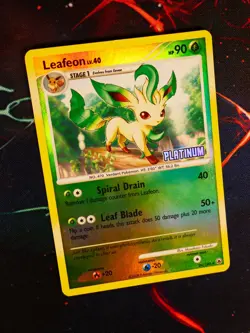LP Pokemon (Burger King) LEAFEON Card MAJESTIC DAWN 24/100 Reverse Foil Platinum - Image 2