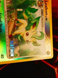 LP Pokemon (Burger King) LEAFEON Card MAJESTIC DAWN 24/100 Reverse Foil Platinum - Image 3