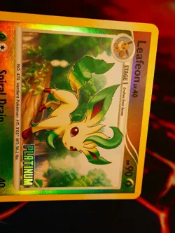 LP Pokemon (Burger King) LEAFEON Card MAJESTIC DAWN 24/100 Reverse Foil Platinum - Image 4
