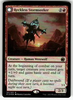 RECKLESS STORMSEEKER #157 MTG INNISTRAD: MIDNIGHT HUNT FOIL - Image 1