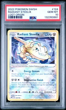 2022 POKEMON SWORD & SHIELD LOST ORIGIN #124 RADIANT STEELIX PSA 10 - Image 1