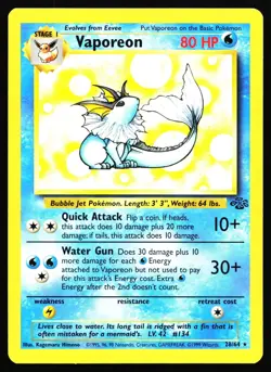 VAPOREON 28/64 RARE JUNGLE POKEMON UNLIMITED MP - Image 1