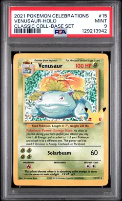 2021 Pokemon Celebrations Classic Collection #15 Venusaur-Holo PSA 9 - Image 1
