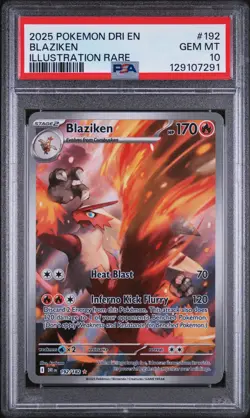 2025 POKEMON DRI EN-DESTINED RIVALS ILLUSTRATION RARE #192 BLAZIKEN PSA 10 - Image 1