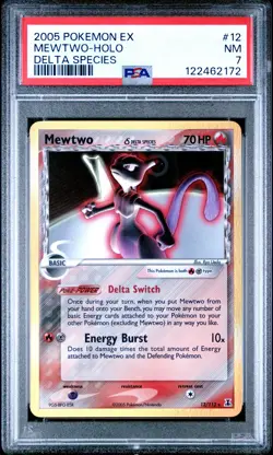 2005 POKEMON EX DELTA SPECIES #12 MEWTWO-HOLO PSA 7 - Image 1