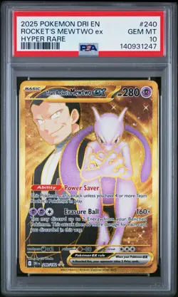 2025 Pokemon Team Rocket's Mewtwo eX #240 Hyper Rare PSA 10 Gem MINT - Image 1