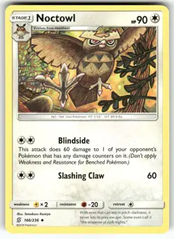 Noctowl SM - Unified Minds Uncommon Pokemon Near Mint or Better - Image 1