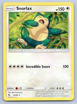 Pokemon Snorlax Hidden Fates HIF 50/68 LP - Image 1