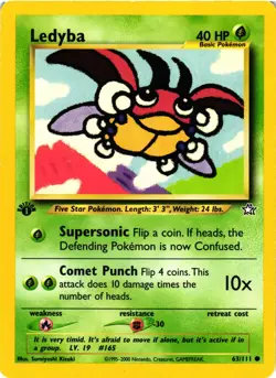 Pokemon TCG Ledyba Neo Genesis 63/111 1st Ed Common Regular LP - Image 1