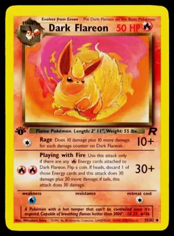 Dark Flareon - 1st Edition 35/82 Uncommon Pokemon Team Rocket NM - Image 1