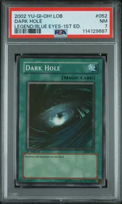 2002 YU-GI-OH! LOB LEGEND OF BLUE EYES WHITE DRAGON 1ST ED #052 DARK HOLE PSA 7 - Image 2