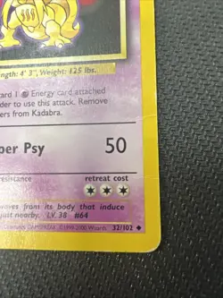KADABRA - 32/102 - Base Set - 4th Print - 1999-2000 - Pokemon Card - Image 4