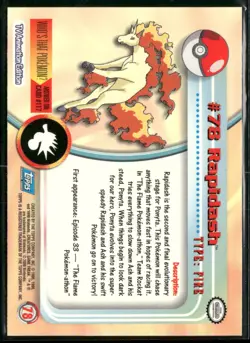 Rapidash #78 Topps Trading Cards Series 2 Blue Logo Pokemon Near Mint - Image 2