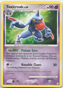 Toxicroak 36/123 Mysterious Treasures Pokemon Card LP - Image 1