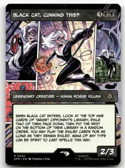 Black Cat, Cunning Thief (Borderless) #222 (NM) Spider-Man SPM Magic MTG - Image 1