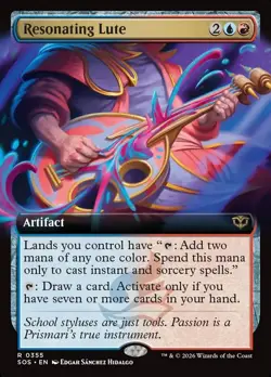 RESONATING LUTE Rare Extended Art Foil Secrets of Strixhaven NM MTG - Image 1