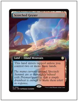 1x Scorched Geyser, Secrets of Strixhaven, Extended Art, Magic MTG NM - Image 1