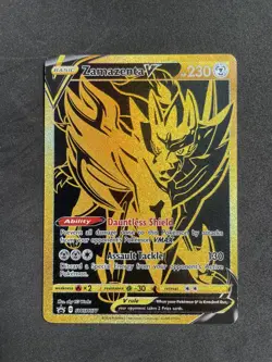 Zamazenta V SWSH077 Full Art Special Gold Ultra Rare Promo Pokemon Card NM - Image 1