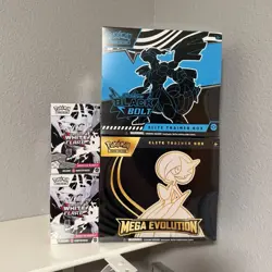 Pokemon 1x Black Bolt & 1x Mega evolution ETB & 2x white flare Booster Bundles - Image 1