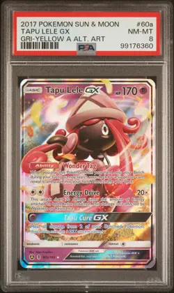 2017 POKEMON SUN & MOON GUARDIANS RISING #60A TAPU LELE GX PSA 8 - Image 1