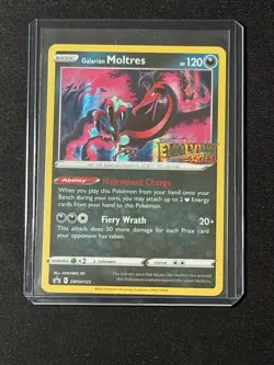 Pokemon Galarian Moltres 093/203 Evolving Skies Holo Rare 120HP Card English - Image 1