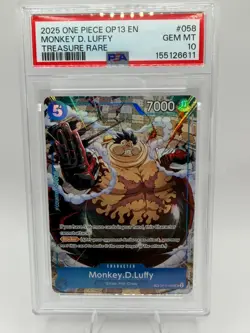 PSA 10 - Monkey D. Luffy OP11-058 TR - One Piece OP13 Carrying On His Will - Image 1