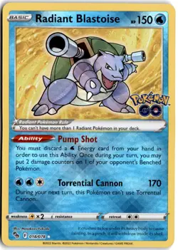 Radiant Blastoise Radiant Rare Pokemon GO 018/078 NM - Image 1