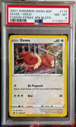 2021 Pokemon Eevee SWSH175 Sword & Shield Black Star Promo Holo PSA 8 - Image 1