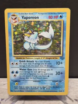 Pokemon TCG Vaporeon 12/64 – Jungle Holo Rare – Vintage WOTC 1999 - Image 1