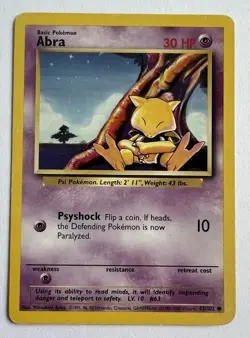 4TH PRINT Pokemon TCG - ABRA - 43/102 - 4TH PRINT - BASE SET (1999/2000) - HP - Image 1