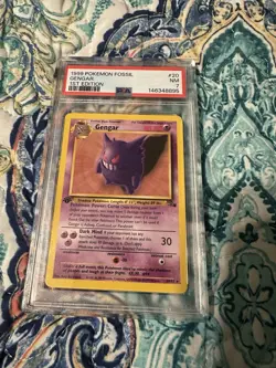 1999 POKEMON FOSSIL 1ST EDITION #20 GENGAR PSA 7 - Image 1
