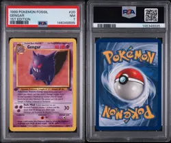 1999 POKEMON FOSSIL 1ST EDITION #20 GENGAR PSA 7 - Image 5