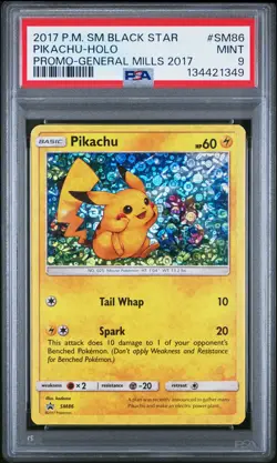 2017 POKEMON SM BLACK STAR PROMO GENERAL MILLS 2017 #SM86 PIKACHU-HOLO PSA 9 - Image 1