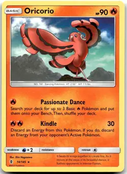 Pokemon Oricorio Guardians Rising SM02 #14/145 Rare LP FILL YOUR SET! - Image 1