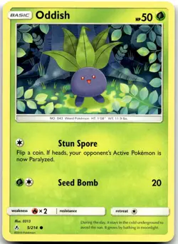 Pokemon Oddish - Unbroken Bonds SM10 #5/214 Common LP VINTAGE! - Image 1