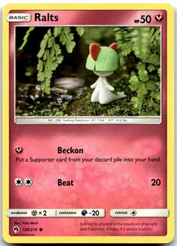 Pokemon Ralts Lost Thunder SM8 #139/214 Common LP SET FILLER *LOOK* - Image 1