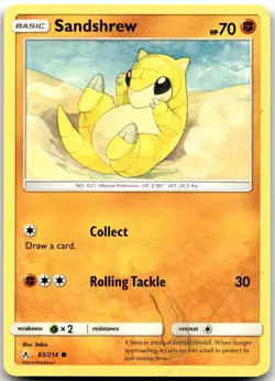 Pokemon Sandshrew - Unbroken Bonds SM10 #83/214 Common LP VINTAGE! - Image 1
