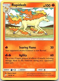 Pokemon Rapidash Team Up SM9 #18/181 Uncommon LP - Image 1