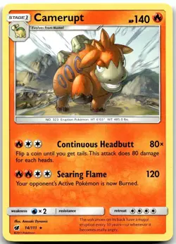 Pokemon Camerupt Crimson Invasion SM04 #14/111 Rare LP SET FILLER!! - Image 1