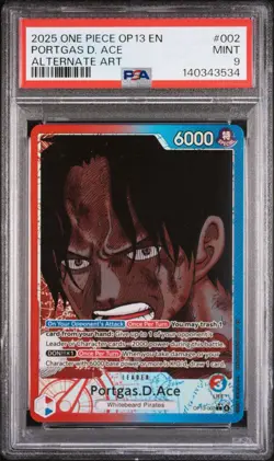 Portgas.D.Ace 2025 One Piece OP13 Carrying On His Will Alternate Art #002 PSA 9 - Image 1
