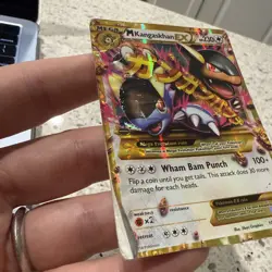 M Kangaskhan EX 79/106 Flashfire Holo Pokemon Card Mega XY V Heavily Damaged - Image 2