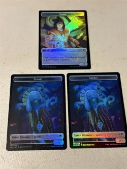 3 x mtg foil token Pilot // Spirit, 001/002, Kamigawa Neon Dynasty, unplayed - Image 1