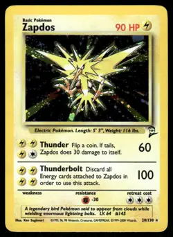 Pokemon Cards Zapdos 20/130 Holo Base Set 2 WOTC Rare LP - Image 1